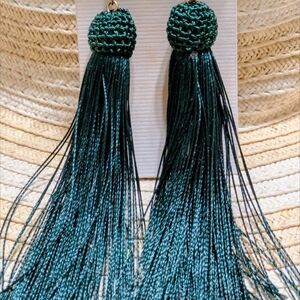 Elegant Green Tassel Earrings